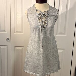 Sleeveless Gray Lace-Up dress small